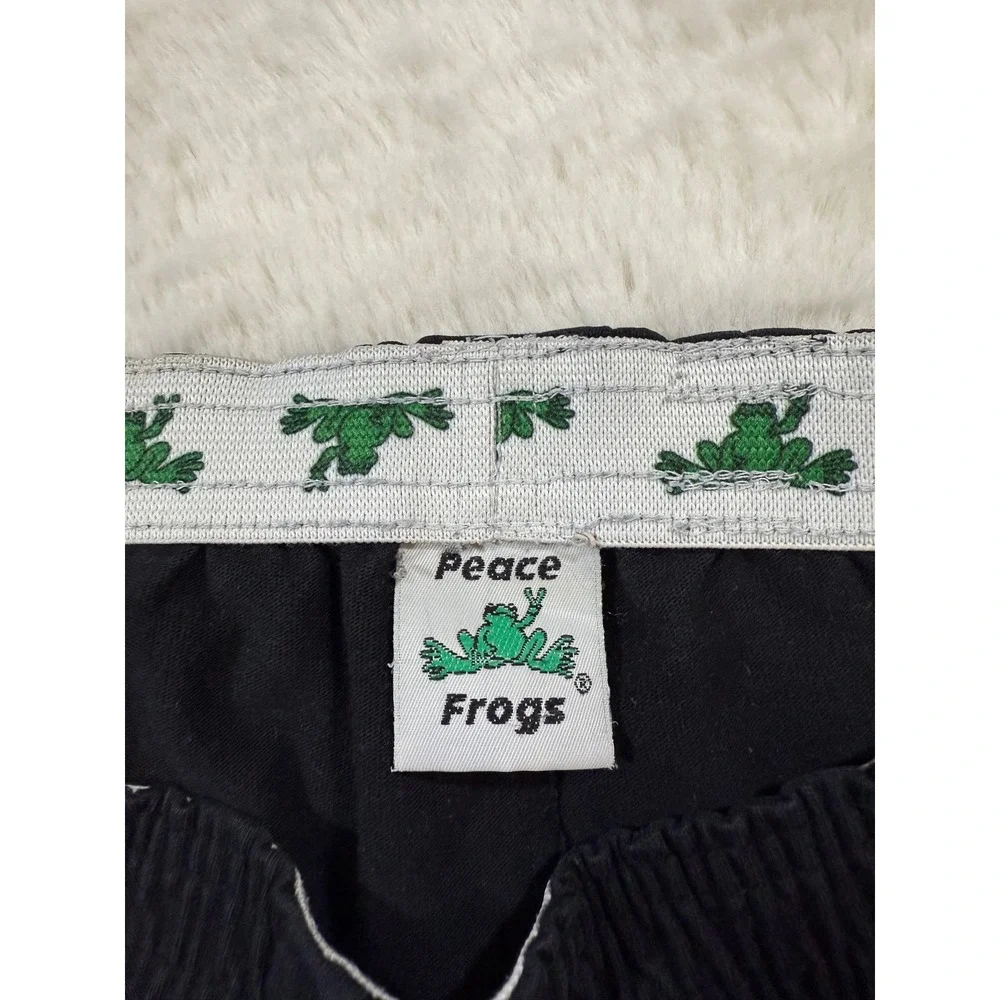 Peace Frog Loungewear Booty Shorts L Black Y2K Retro 2000s Hippie Boho Casual